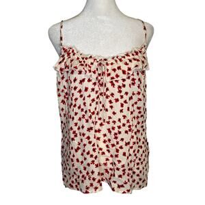 Billabong cream & red floral print tank top size L